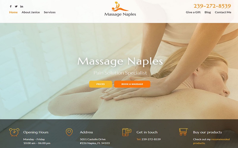 mẫu website Massage Therapist